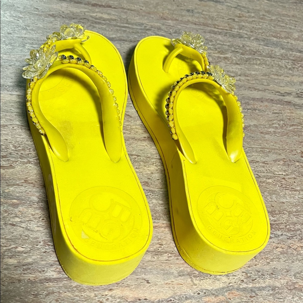 Bcbgeneration Yellow Platform Flip Flop Sandals - image 2